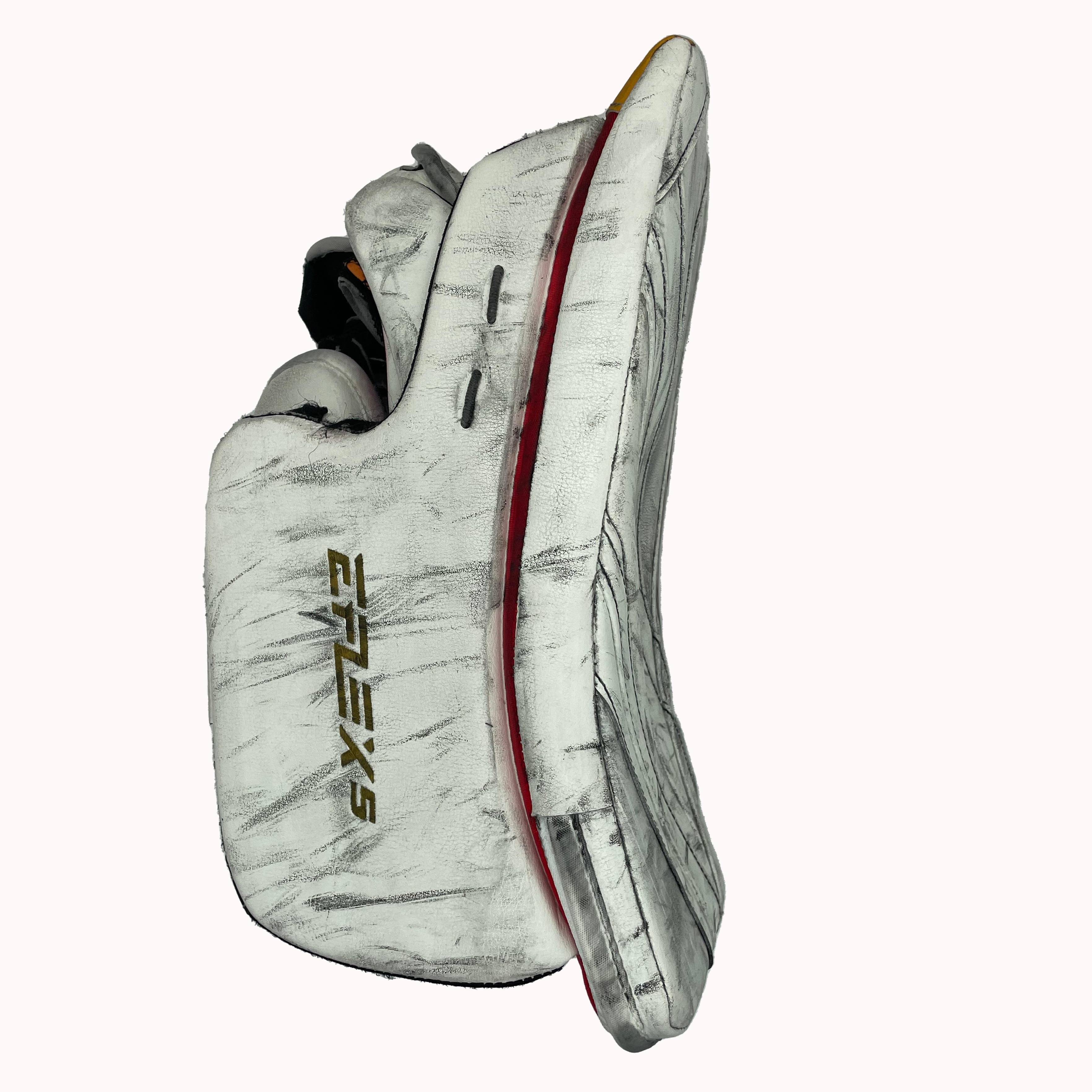 CCM Extreme Flex 5 - Bloqueur de gardien de but professionnel d'occasion (blanc/rouge)